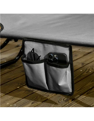 Outsunny Set of Two Folding Sun Loungers, with Adjustable Backs and Sun Canopies - Grey