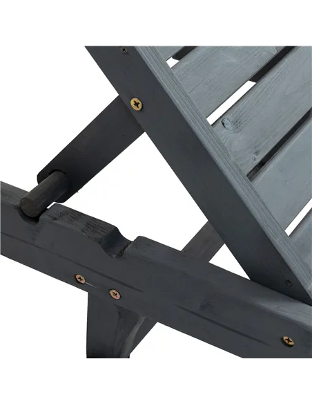 Outsunny Garden Patio Sun Lounger, Outdoor Wooden Sun Bed with Built-In Table, Reclining Backrest and Rolling Wheels for Sunbath