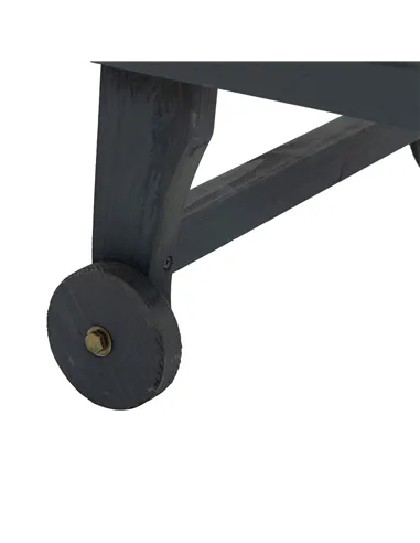 Outsunny Garden Patio Sun Lounger, Outdoor Wooden Sun Bed with Built-In Table, Reclining Backrest and Rolling Wheels for Sunbath