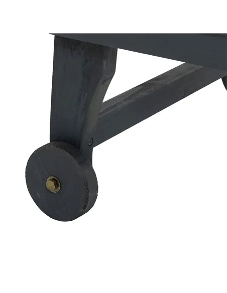 Outsunny Garden Patio Sun Lounger, Outdoor Wooden Sun Bed with Built-In Table, Reclining Backrest and Rolling Wheels for Sunbath