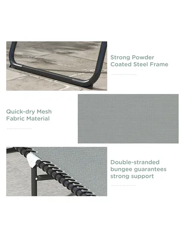 Outsunny Folding Sun Lounger, with Four-Position Back - Light Grey