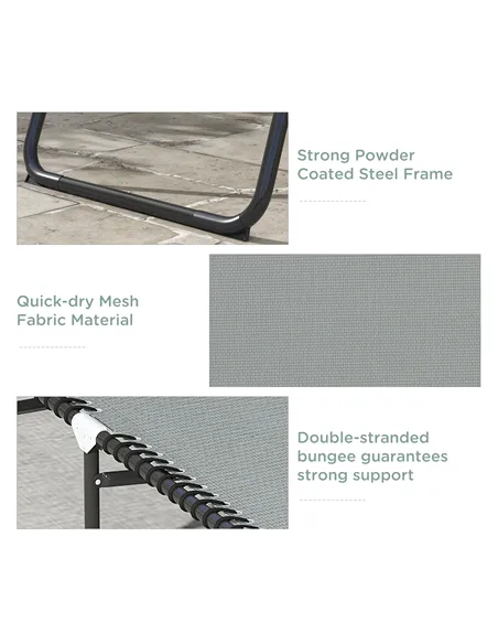 Outsunny Folding Sun Lounger, with Four-Position Back - Light Grey