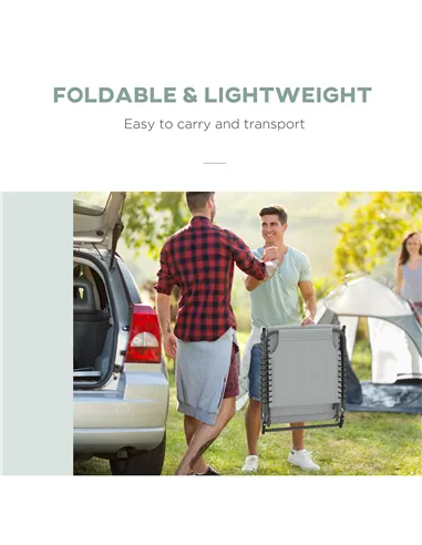 Outsunny Folding Sun Lounger, with Four-Position Back - Light Grey