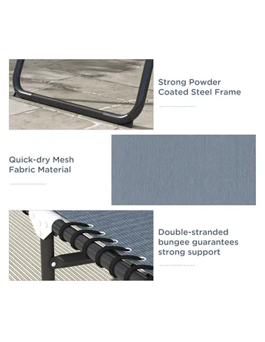 Outsunny Set of Two Folding Sun Loungers, with Four-Position Backs - Grey
