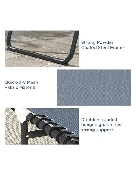 Outsunny Set of Two Folding Sun Loungers, with Four-Position Backs - Grey