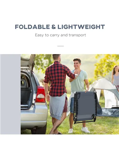 Outsunny Set of Two Folding Sun Loungers, with Four-Position Backs - Grey