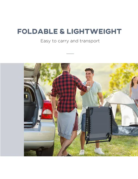 Outsunny Set of Two Folding Sun Loungers, with Four-Position Backs - Grey