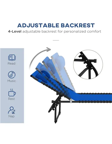 Outsunny Set of Two Folding Sun Loungers, with Four-Position Backs - Blue