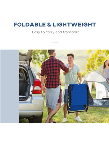 Outsunny Set of Two Folding Sun Loungers, with Four-Position Backs - Blue