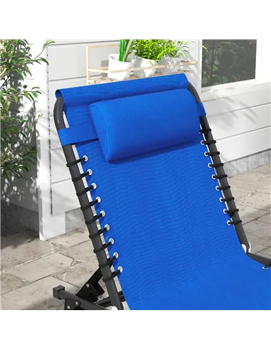 Outsunny Set of Two Folding Sun Loungers, with Four-Position Backs - Blue