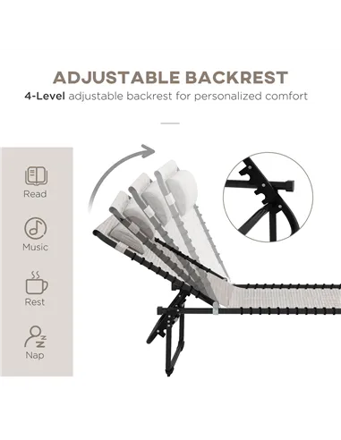 Outsunny Set of Two Folding Sun Loungers, with Four-Position Backs - Cream