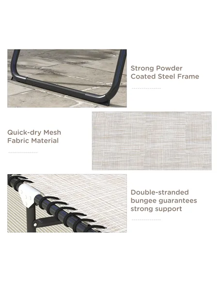 Outsunny Set of Two Folding Sun Loungers, with Four-Position Backs - Cream