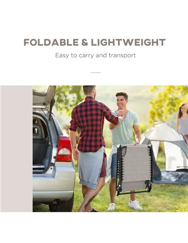 Outsunny Set of Two Folding Sun Loungers, with Four-Position Backs - Cream