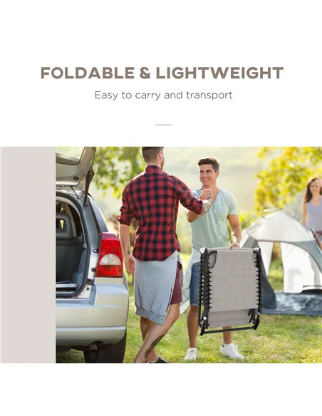 Outsunny Set of Two Folding Sun Loungers, with Four-Position Backs - Cream