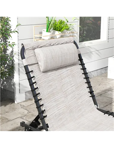 Outsunny Set of Two Folding Sun Loungers, with Four-Position Backs - Cream