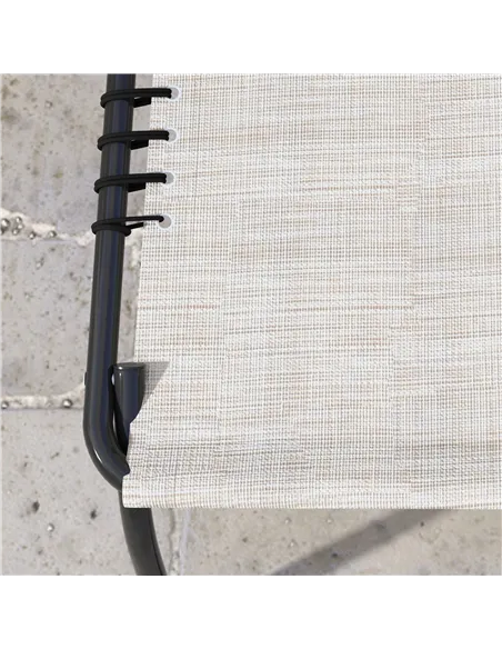 Outsunny Set of Two Folding Sun Loungers, with Four-Position Backs - Cream