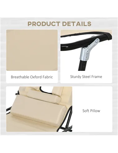 Outsunny Outdoor Folding Sun Lounger Set of 2 with Face Hole, 4 Level Adjustable Backrest Reclining Garden Lounger, Garden Recli