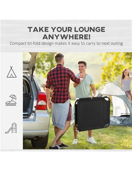 Outsunny Outdoor Folding Sun Lounger Set of 2 with Face Hole, 4 Level Adjustable Backrest Reclining Garden Lounger, Garden Recli