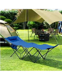 Outsunny Camping Bed for Adults, Single Folding Camp Bed, Portable Camping Cot with Side Pocket, Headrest and Oxford Seat for Ou 2