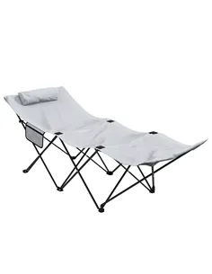 Outsunny Camping Bed for Adults, Single Folding Camp Bed, Portable Camping Cot with Side Pocket, Headrest and Oxford Seat for Ou