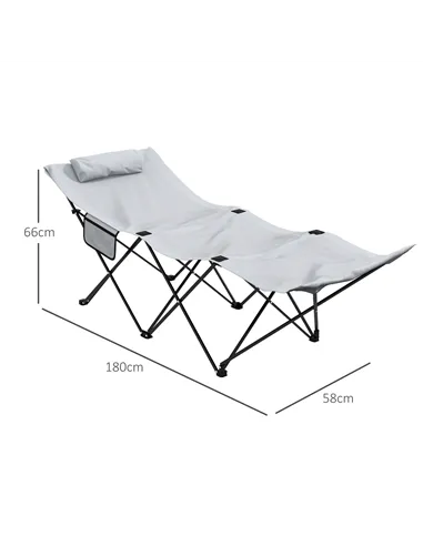 Outsunny Camping Bed for Adults, Single Folding Camp Bed, Portable Camping Cot with Side Pocket, Headrest and Oxford Seat for Ou