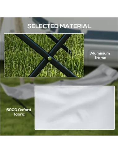 Outsunny Camping Bed for Adults, Single Folding Camp Bed, Portable Camping Cot with Side Pocket, Headrest and Oxford Seat for Ou