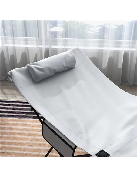 Outsunny Camping Bed for Adults, Single Folding Camp Bed, Portable Camping Cot with Side Pocket, Headrest and Oxford Seat for Ou