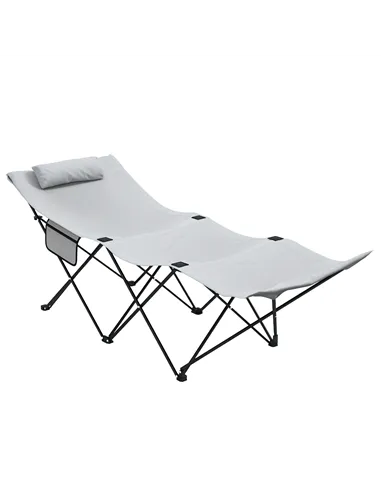 Outsunny Camping Bed for Adults, Single Folding Camp Bed, Portable Camping Cot with Side Pocket, Headrest and Oxford Seat for Ou