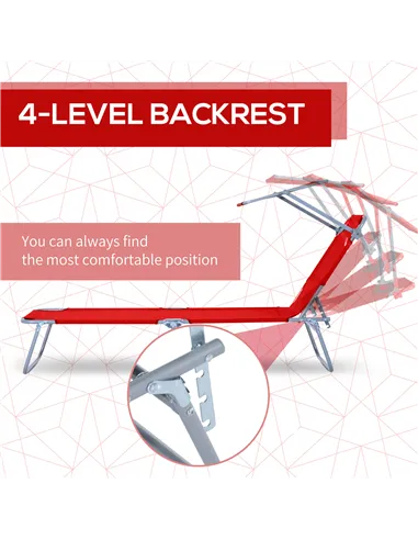 Outsunny 2 Piece Folding Sun Lounger, Lounge Chairs Reclining Sleeping Bed with Adjustable Sun Shade Awning for Beach, Patio