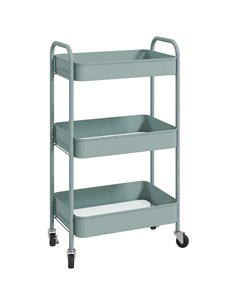 HOMCOM Three-Tier Steel Storage Trolley - Light Blue