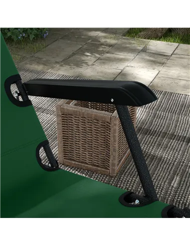 Outsunny 2 Pack 2 in 1 Sun Lounger Folding Reclining Chairs Garden Outdoor Camping Adjustable Back with Pillow, Green