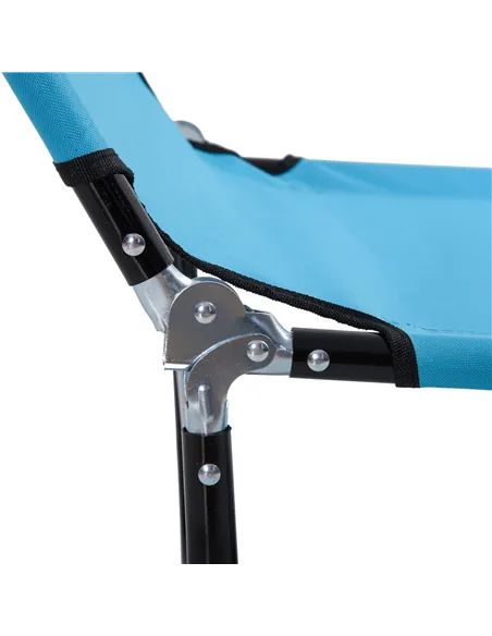 Outsunny Foldable Sun Lounger Set of 2 with 5-Position Adjustable Backrest, Outdoor Portable Recliner Chaise Lounge Chair with B