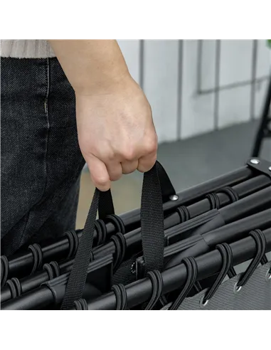 Outsunny Portable Sun Lounger Set of 2, Folding Camping Bed Cot, Reclining Lounge Chair 5-position Adjustable Backrest with Side