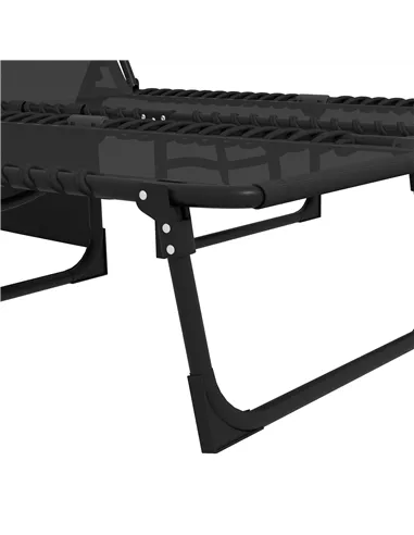 Outsunny Portable Sun Lounger Set of 2, Folding Camping Bed Cot, Reclining Lounge Chair 5-position Adjustable Backrest with Side