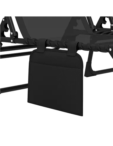 Outsunny Portable Sun Lounger Set of 2, Folding Camping Bed Cot, Reclining Lounge Chair 5-position Adjustable Backrest with Side