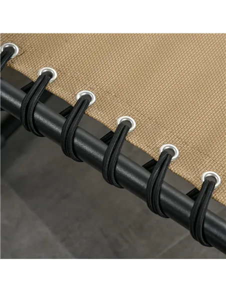 Outsunny Portable Sun Lounger Set of 2, Folding Camping Bed Cot, Reclining Lounge Chair 5-position Adjustable Backrest with Side