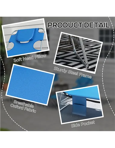 Outsunny Foldable Sun Lounger Set of 2 with Reading Hole, Portable Sun Lounger with 5 Level Adjustable Backrest, Reclining Loung