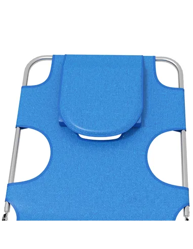 Outsunny Foldable Sun Lounger Set of 2 with Reading Hole, Portable Sun Lounger with 5 Level Adjustable Backrest, Reclining Loung