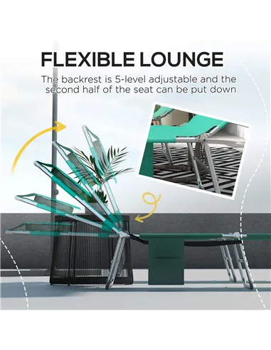 Outsunny Foldable Sun Lounger Set of 2 with Reading Hole, Portable Sun Lounger with 5 Level Adjustable Backrest, Reclining Loung