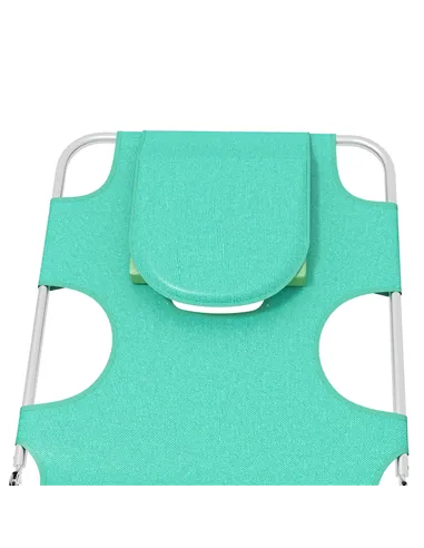 Outsunny Foldable Sun Lounger Set of 2 with Reading Hole, Portable Sun Lounger with 5 Level Adjustable Backrest, Reclining Loung