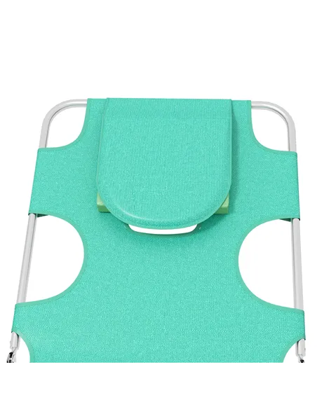 Outsunny Foldable Sun Lounger Set of 2 with Reading Hole, Portable Sun Lounger with 5 Level Adjustable Backrest, Reclining Loung