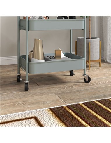 HOMCOM Three-Tier Steel Storage Trolley - Light Blue