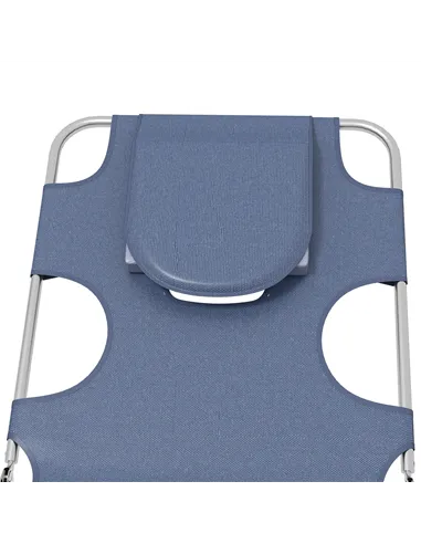 Outsunny Foldable Sun Lounger Set of 2 with Reading Hole, Portable Sun Lounger with 5 Level Adjustable Backrest, Reclining Loung