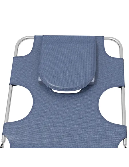 Outsunny Foldable Sun Lounger Set of 2 with Reading Hole, Portable Sun Lounger with 5 Level Adjustable Backrest, Reclining Loung