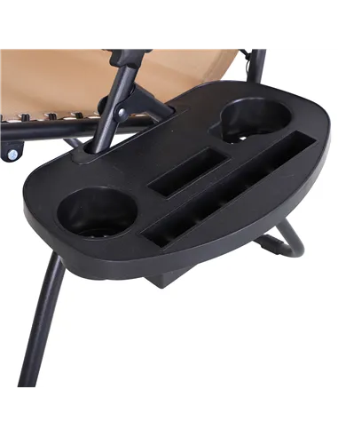 Outsunny 2 Piece Foldable Reclining Garden Chair with Headrest, Zero Gravity Deck Sun Lounger Seat Chair with Footrest, Armrest,