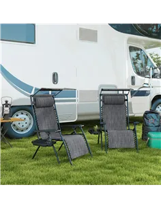 Outsunny 2 Piece Foldable Reclining Garden Chair with Headrest, Zero Gravity Deck Sun Lounger Seat Chair with Footrest, Armrest, 2