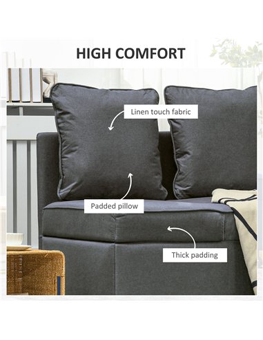 HOMCOM Convertible Single Sofa Bed with Thick Padded Seat, 3-in-1 Multi-Functional Sleeper Chair Bed with Magazine Pocket, for L