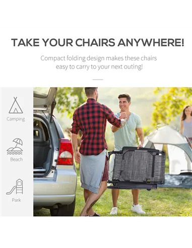 Outsunny 2 Piece Foldable Reclining Garden Chair with Headrest, Zero Gravity Deck Sun Lounger Seat Chair with Footrest, Armrest,