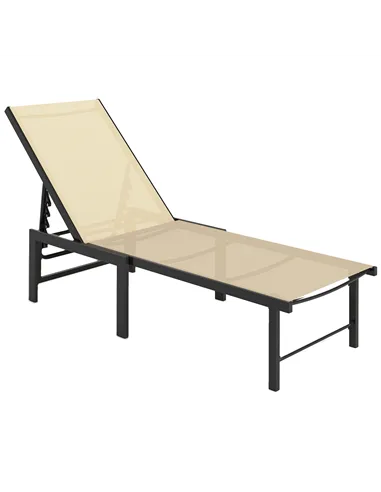 Outsunny Reclining Sun Lounger - Khaki