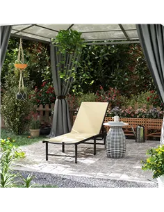 Outsunny Reclining Sun Lounger - Khaki 2